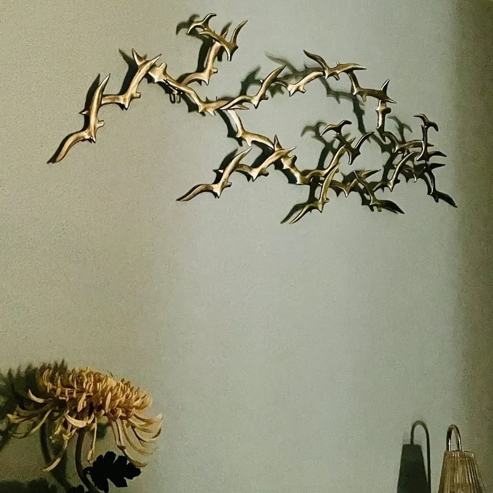 ♥️ BIJAN SIGNED~SEAGULLS~BIRD BRASS METAL ART WALL SCULPTURE~JERE MID CENTURY